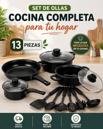 Set de Cocina Ollas 13 Piezas + Utensilio 🔥