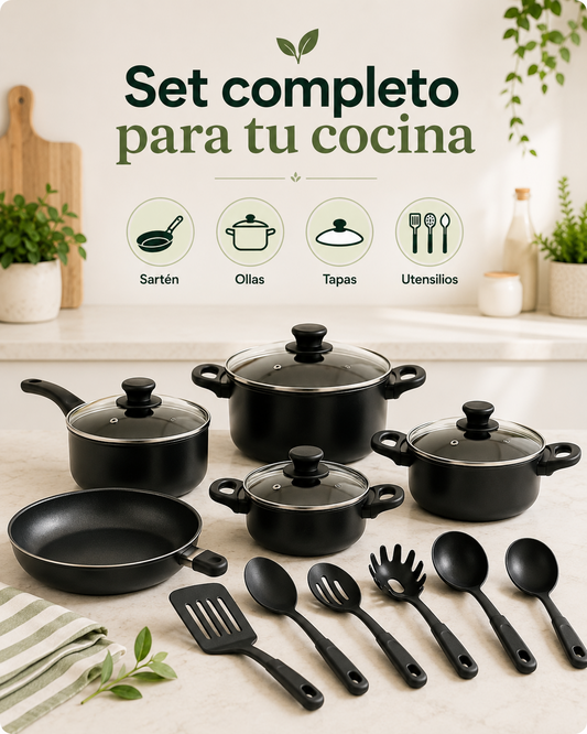 Set de Cocina Ollas 13 Piezas + Utensilio 🔥