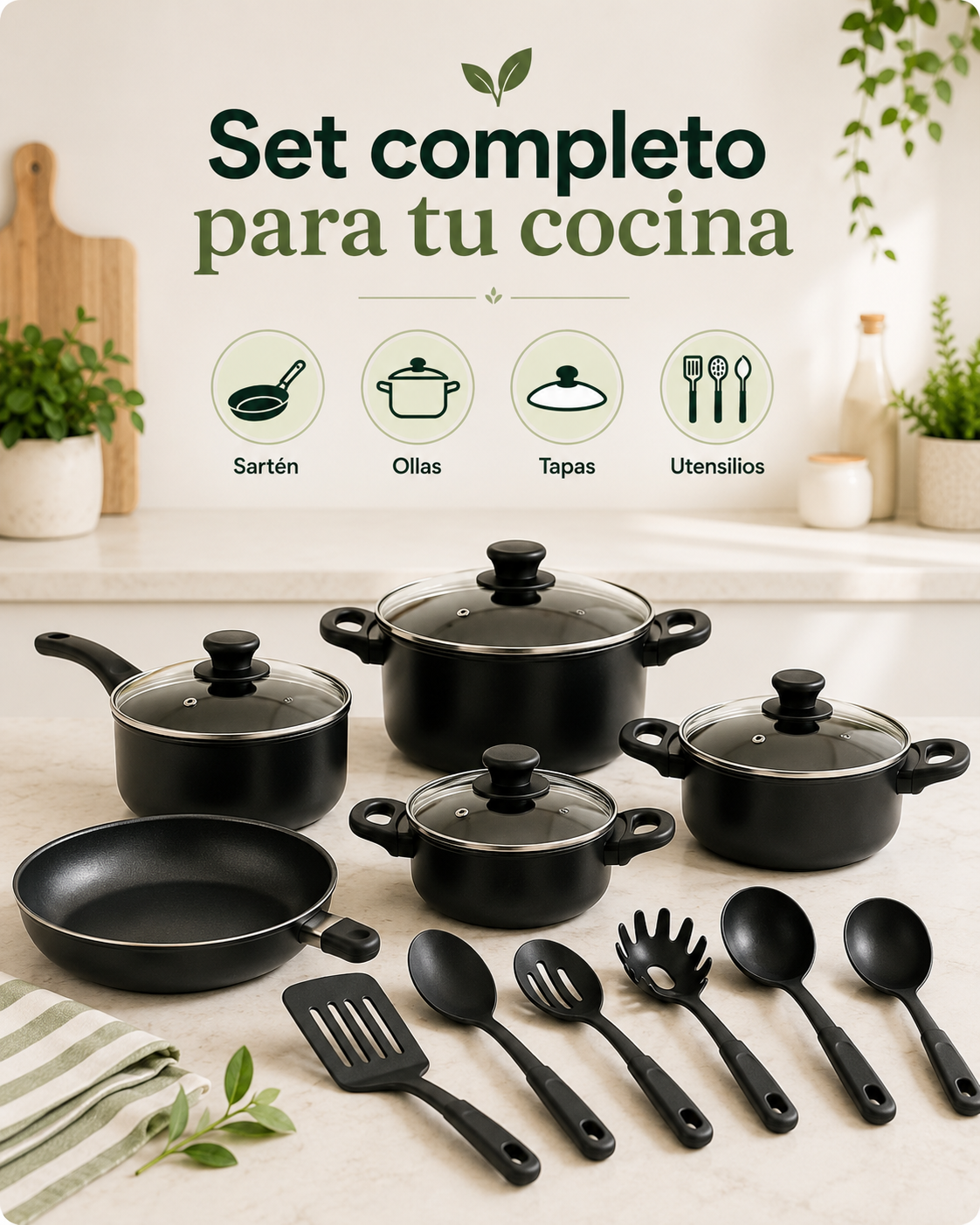 Set de Cocina Ollas 13 Piezas + Utensilio 🔥👩‍🍳
